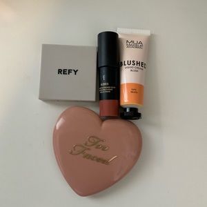 refy, too faced watercolor, mua and nudestix blushes